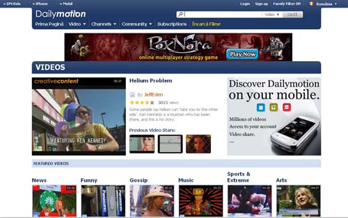 DAILYMOTION : Serviciul de continut video online a debutat in Franta cu o luna inaintea YouTube si numara in prezent 55 mil. de vizitatori unici pe luna.