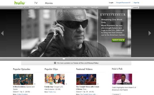 HULU: Hulu este o platforma online unde sunt publicate episoade din cele mai cunoscute seriale de televiziune, printre care House sau Greyís Anatomy, care pot fi insa accesate numai de utilizatori din SUA.