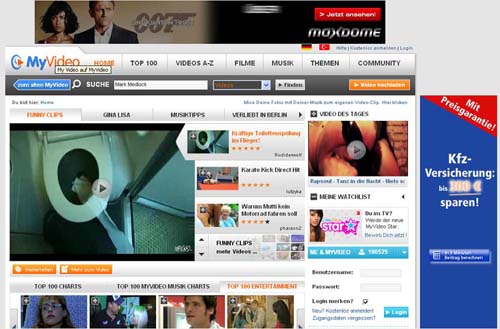 MYVIDEO : MyVideo este un site romanesc de continut video online, disponibil si in germana si olandeza, versiunea nemteasca numaranduse printre cele mai populare 1.000 de site-uri din lume.