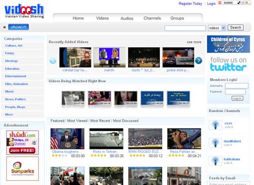 VIDOOSH: Vidoosh TV este un site de continut atat video, cat si audio, axat pe cultura din Iran, in particular, si din Asia Centrala, in general.