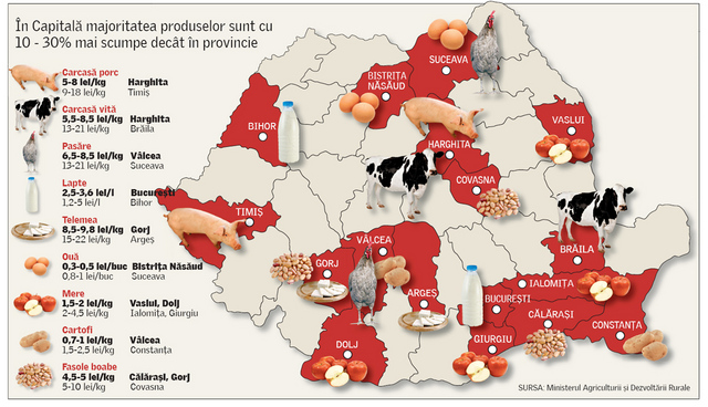 Unde este cea mai ieftina mancare din Romania? Vezi aici harta