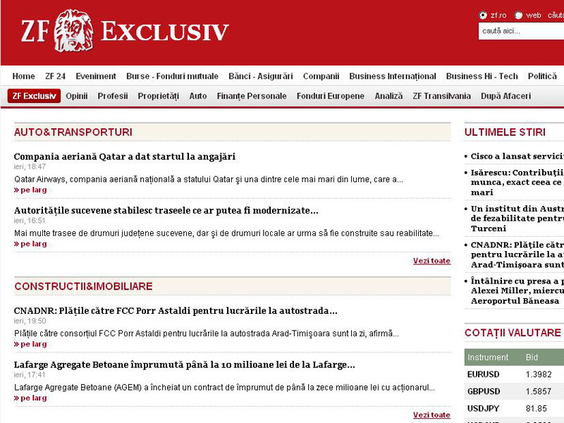 Ziarul Financiar lanseaza serviciul ZF Exclusiv