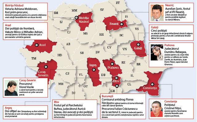 Harta "oamenilor legii" acuzati de coruptie