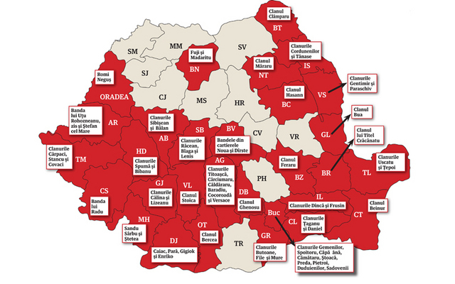 Harta clanurilor interlope din Romania. Bucurestiul, orasul unde bandele se calca in picioare