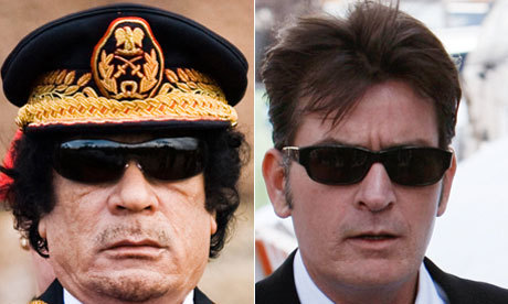 Charlie Sheen vs. Muammar Gadhafi. Ar putea conduce Sheen Libia?