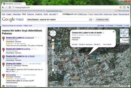 Google ne arata unde a murit Osama Bin Laden