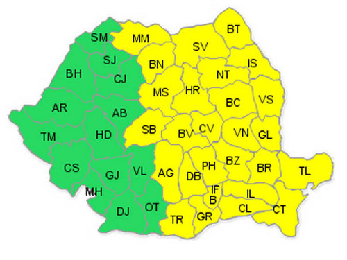 ANM: Cod galben de vijelii si grindina pentru Bucuresti si 27 de judete, pana sambata dimineata