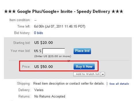Invitatiile pentru Google+ se vand pe eBay cu 50 de dolari
