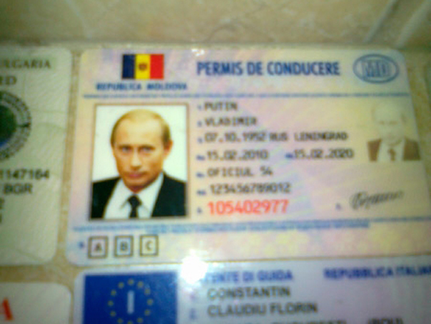 Permis de conducere pe numele lui Putin