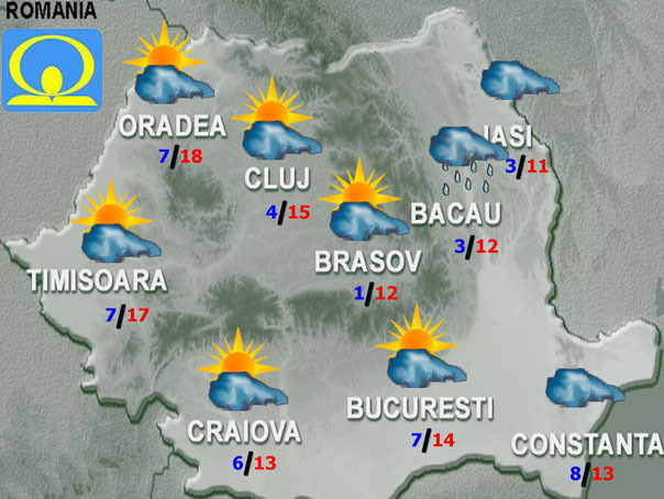 Prognoza meteo: Cum va fi vremea marți și miercuri