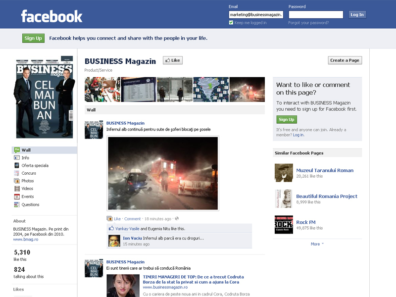 Pagina de Facebook BUSINESS Magazin a urcat pe locul al zecelea în categoria Știri de business