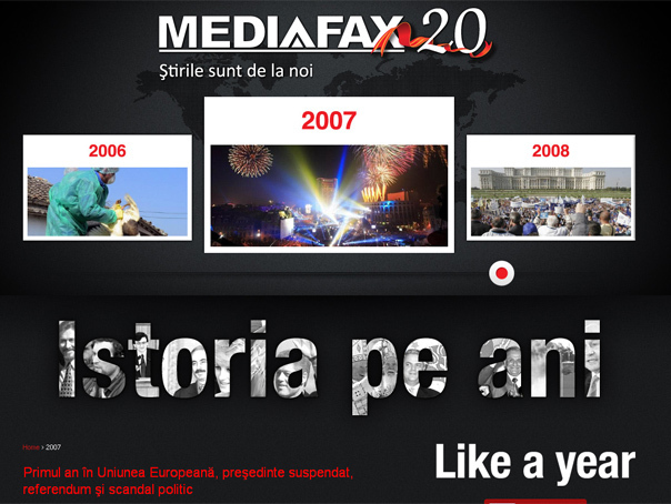 Campanie aniversară "MEDIAFAX - 20 de ani": cititorii, invitați să premieze anul care le-a plăcut