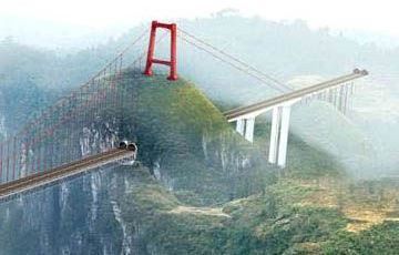 Nou record “Made in China”. Cel mai lung pod suspendat intre doi munti - FOTO
