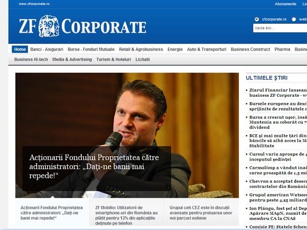 Ziarul Financiar lansează platforma de business ZF Corporate - www.zfcorporate.ro