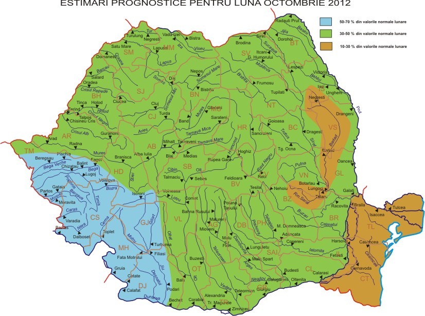 Cat mai dureaza seceta. Prognoza hidrologica pentru octombrie si noiembrie