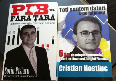 Ziarul Financiar lansează duminică la ora 13.00, la Gaudeamus, cărțile "Toți suntem datori c-un faliment", de Cristian Hostiuc și "PIB-ul fară țară", de Sorin Pîslaru
