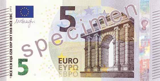 Noua bancnotă de 5 euro este imprimată cu chipul Europei, personaj feminin din mitologia Greciei