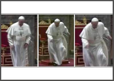 Papa Francisc a alunecat și a fost pe punctul de a cădea
