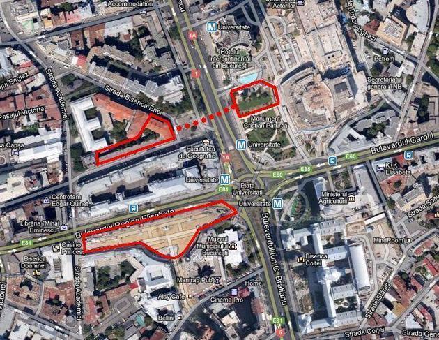 Se pregătește încă o parcare subterană în Centrul Capitalei. Firma care a construit parcarea de la Universitate propune un proiect ambițios