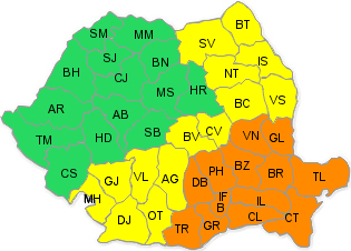 PROGNOZA METEO. Codul portocaliu și codul galben, menținute până duminică seara
