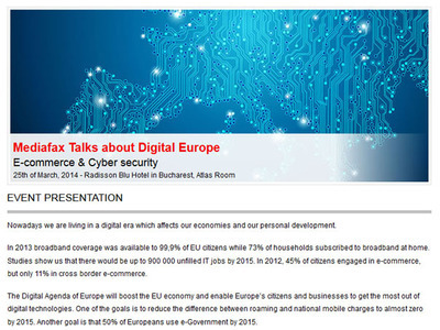 Ministrul Cotovelea, invitați români și străni la conferința "Mediafax Talks about Digital Europe"