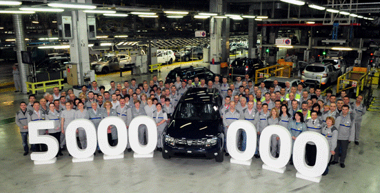 Uzina Dacia a produs automobilul numărul 5.000.000