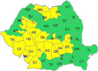METEO. Din nou cod galben de ploi și furtuni - ACTUALIZAT ORA 19.00