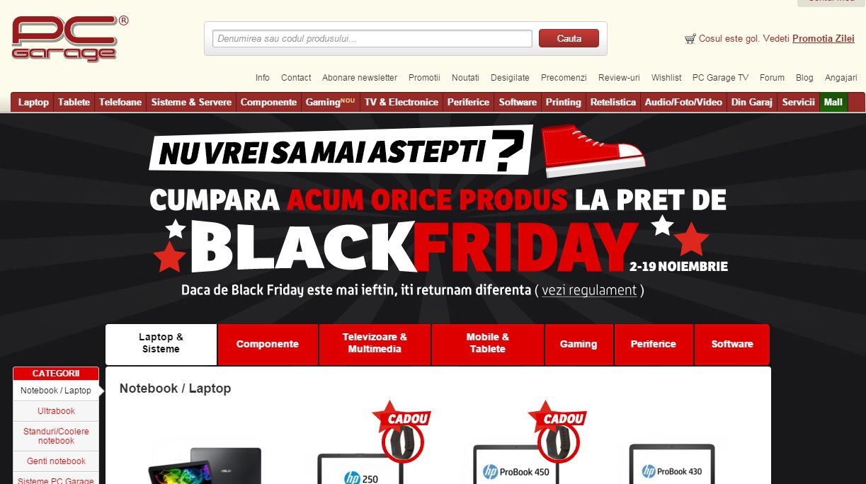 Black Friday 2015: Campania de reduceri PC Garage