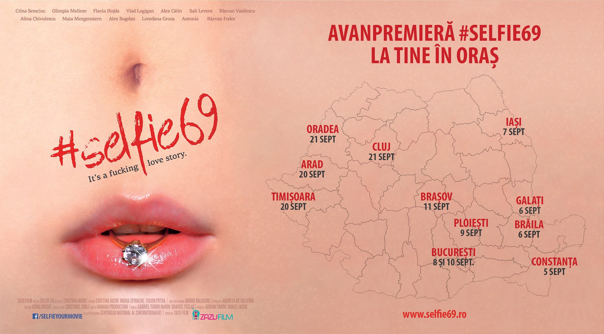 De luni, 5 septembrie #selfie69 își întâlnește publicul la avanpremierele cu actorii și echipa