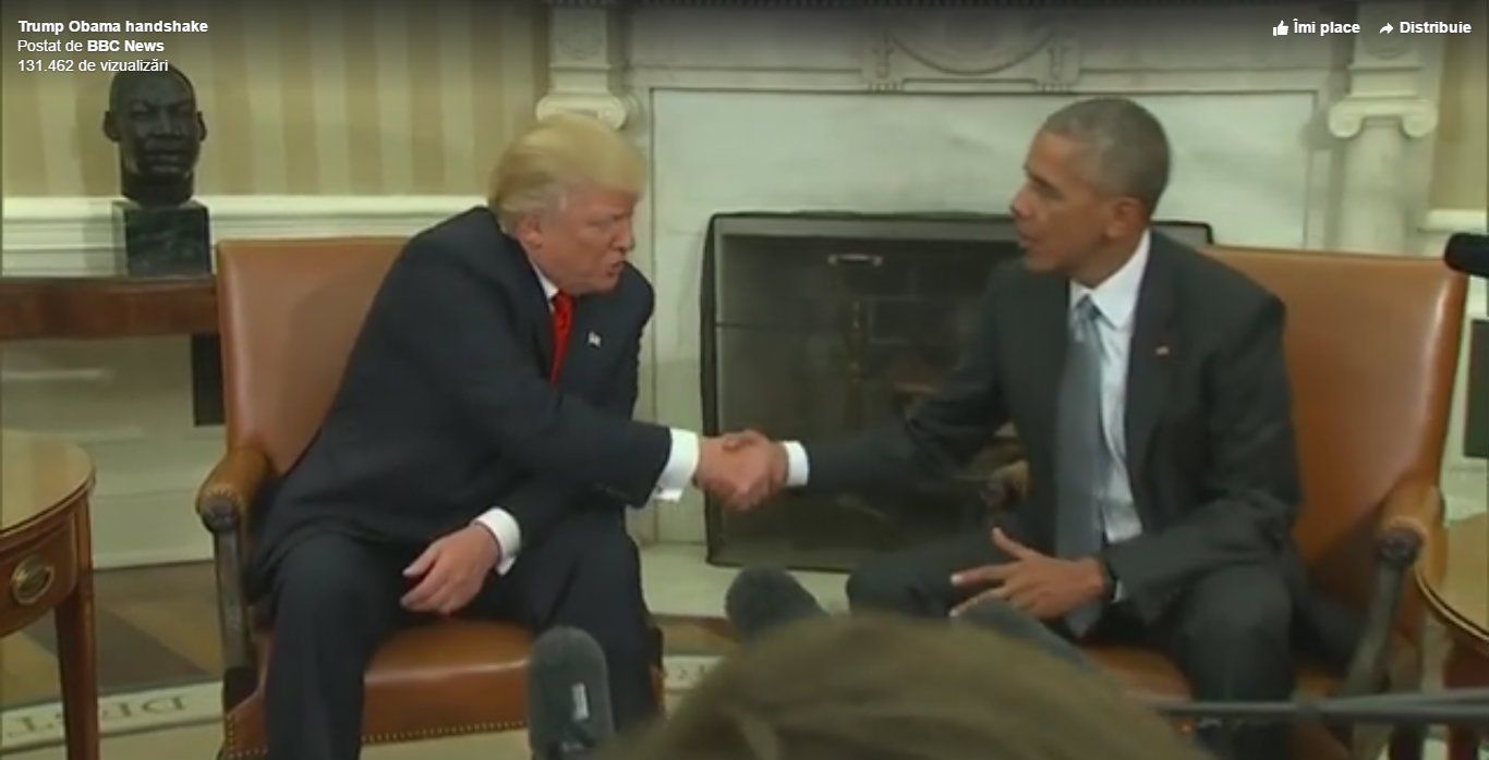 Intâlnire ISTORICĂ la Casa Albă. Președintele ales Donald Trump s-a întâlnit pentru prima dată față în față cu președintele în funcție Barack Obama