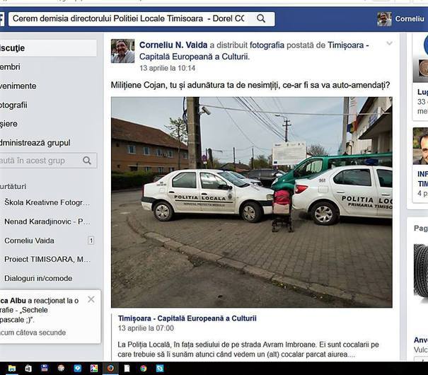 Timișoreanul care a distribuit poze cu mașini ale Poliției Locale parcate greșit, AMENDAT. Cât trebuie să achite bărbatul