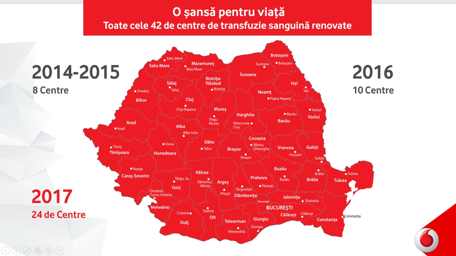 Fundația Vodafone investește 1 milion de euro în modernizarea tuturor centrelor sanguine din țară
