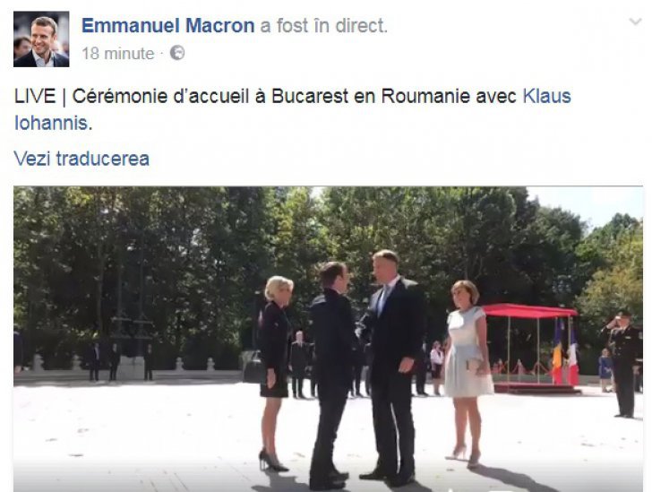 Ce a postat pe Facebook președintele Franței, imediat cum a ajuns la Cotroceni