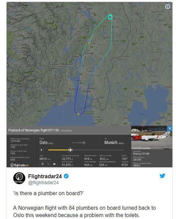 Un WC înfundat a determinat un avion care avea 84 de instalatori la bord să se întoarcă din drum