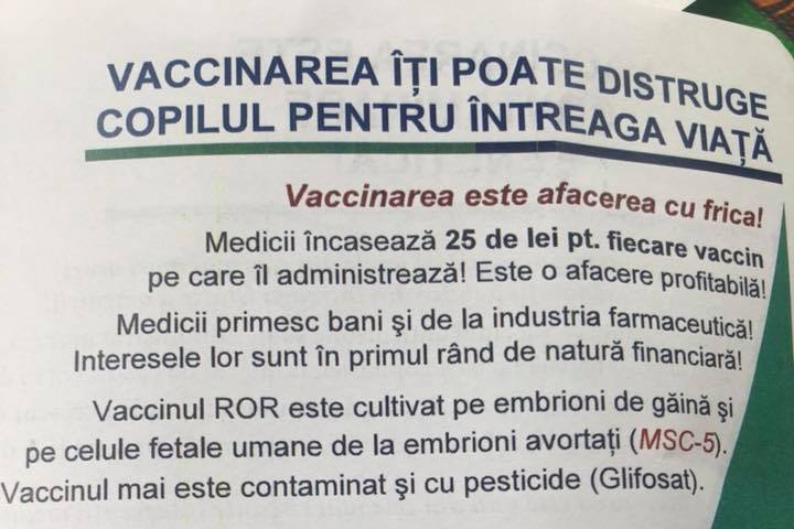 Pliante ANTI-VACCINARE cu informații false, distribuite în cutiile poștale: Vaccinul ROR conține celule de FETUȘI AVORTAȚI. Reacția ministrului Sănătății