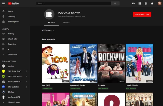 YouTube oferă gratuit filme de la Hollywood, cu pauză de publicitate