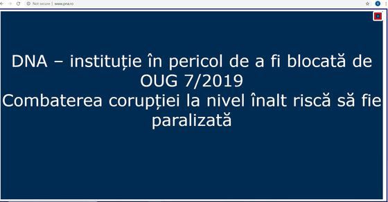 DNA, mesaj de protest pe site: Instituție în pericol de a fi blocată de OUG pe legile justiției | FOTO