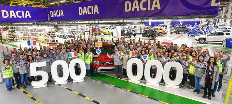 Dacia a produs SUV-uri Duster de 9 miliarde de euro în ultimii doi ani. Cea de-a doua generație a Dacia Duster, cel mai bine vândut SUV mic de pe piața europeană,  a ajuns la o producție de 500.