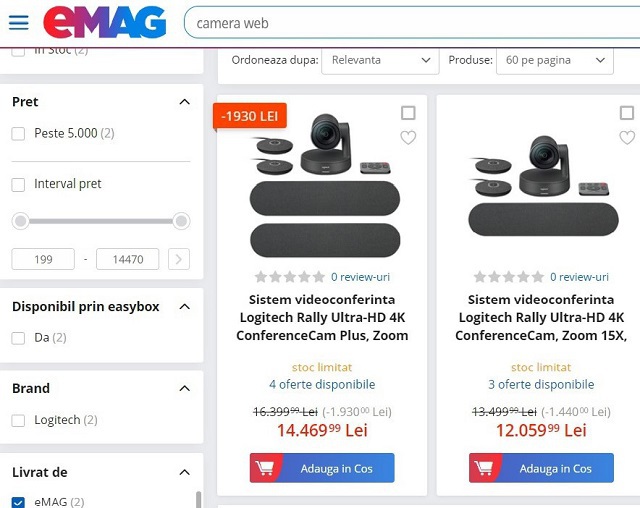 eMAG: Am vândut peste 6.000 de camere web în ultimele săptămâni, de șapte ori mai mult față de aceeași perioadă a anului trecut