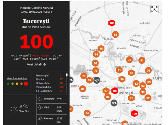 O nouă depășire a limitelor de poluare în București. Aer irespirabil, marți seară