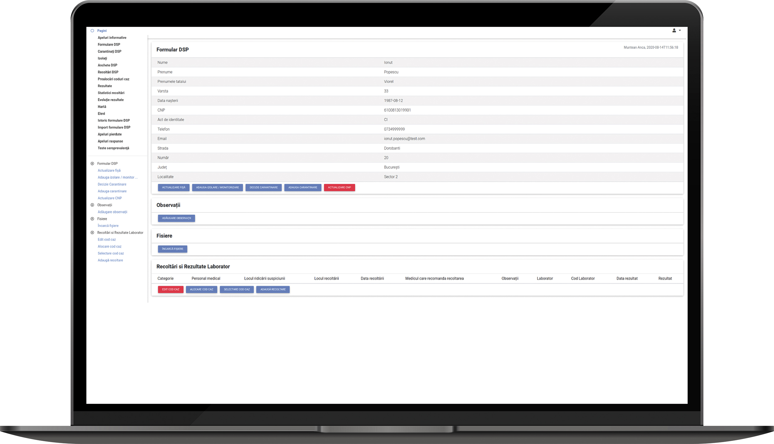 eSolutions: Platforma de management epidemiologic 9SOS