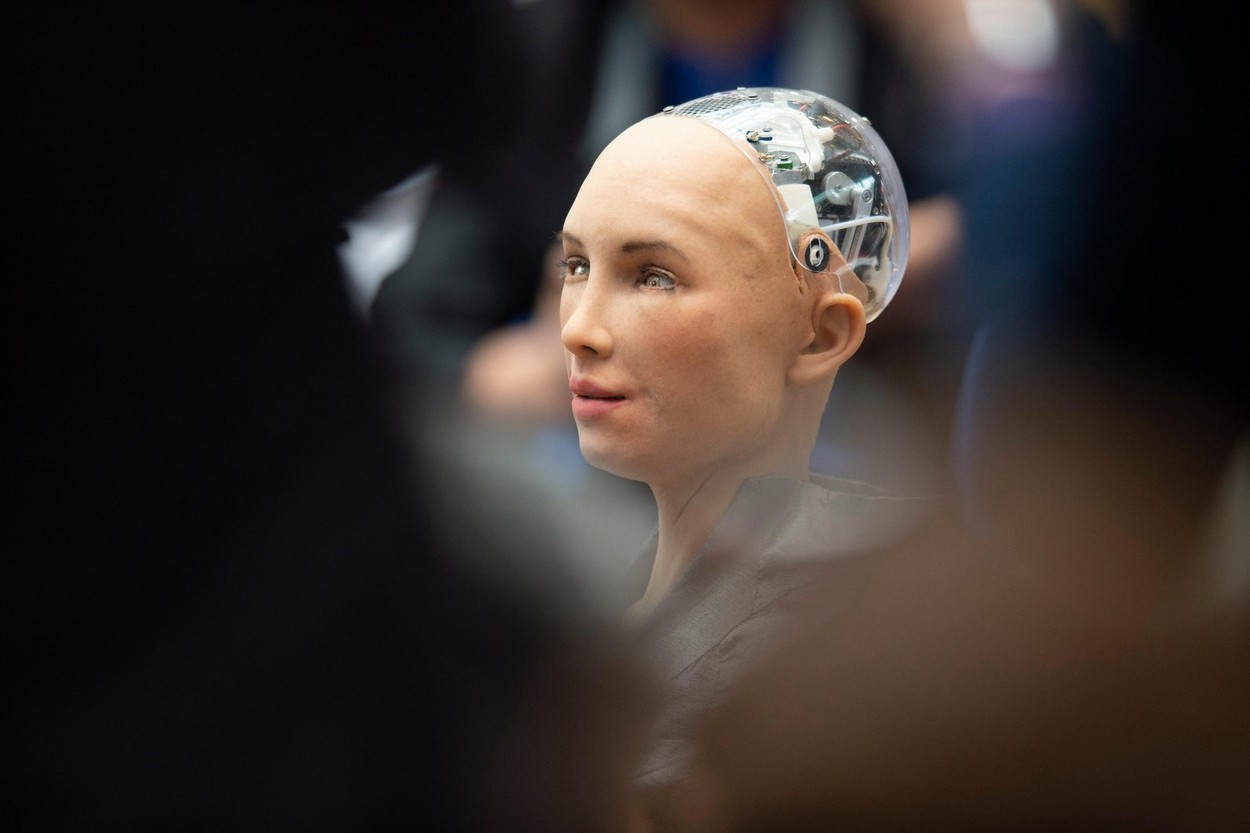 Primul tablou realizat de robotul Sofia, vândut la licitație cu peste 680 de mii de dolari