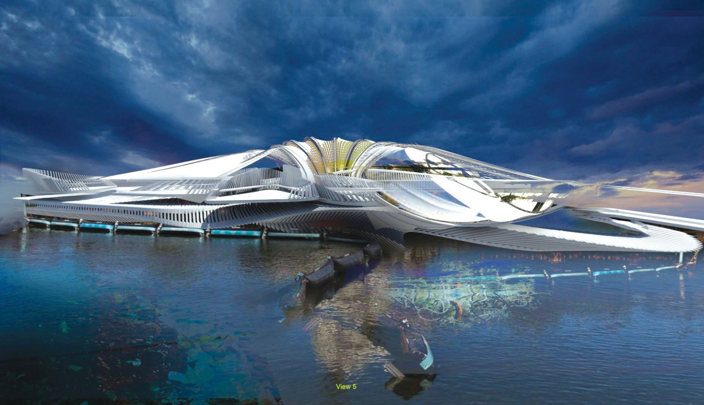 Proiect futurist al unei companii. Vrea sa construiască un hotel pe o insulă plutitoare care va avea ca bază saci cu plastic