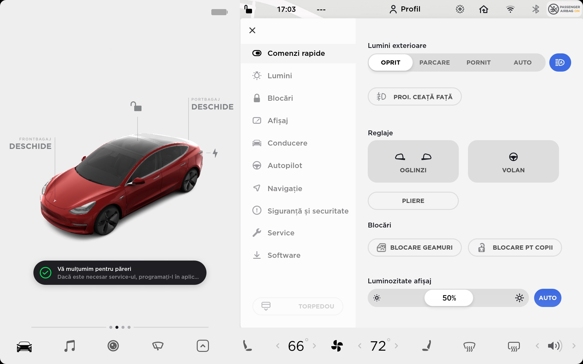Tesla a „învățat” limba română. Modelele dispun acum și de meniu în limba română
