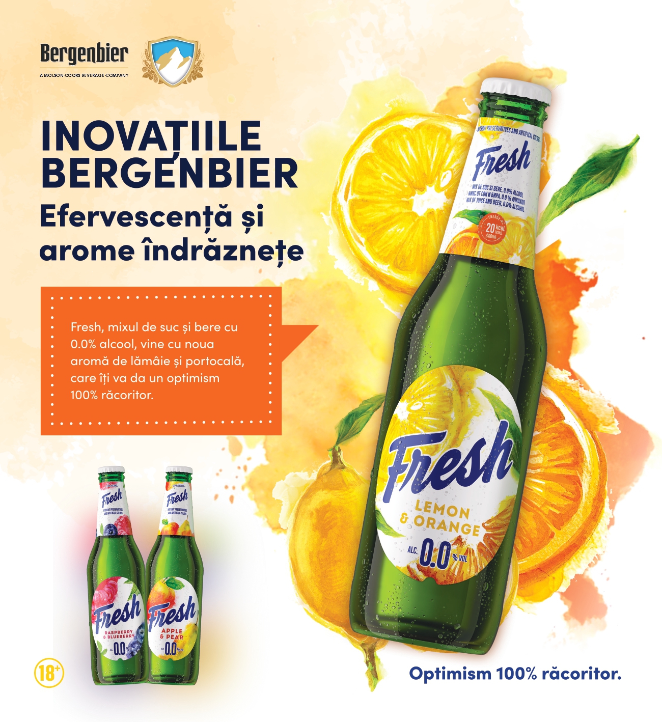(P) Brandul Fresh 0.0 de la Bergenbier S.A. continuă diversificarea portofoliul cu noua aromă Lemon & Orange