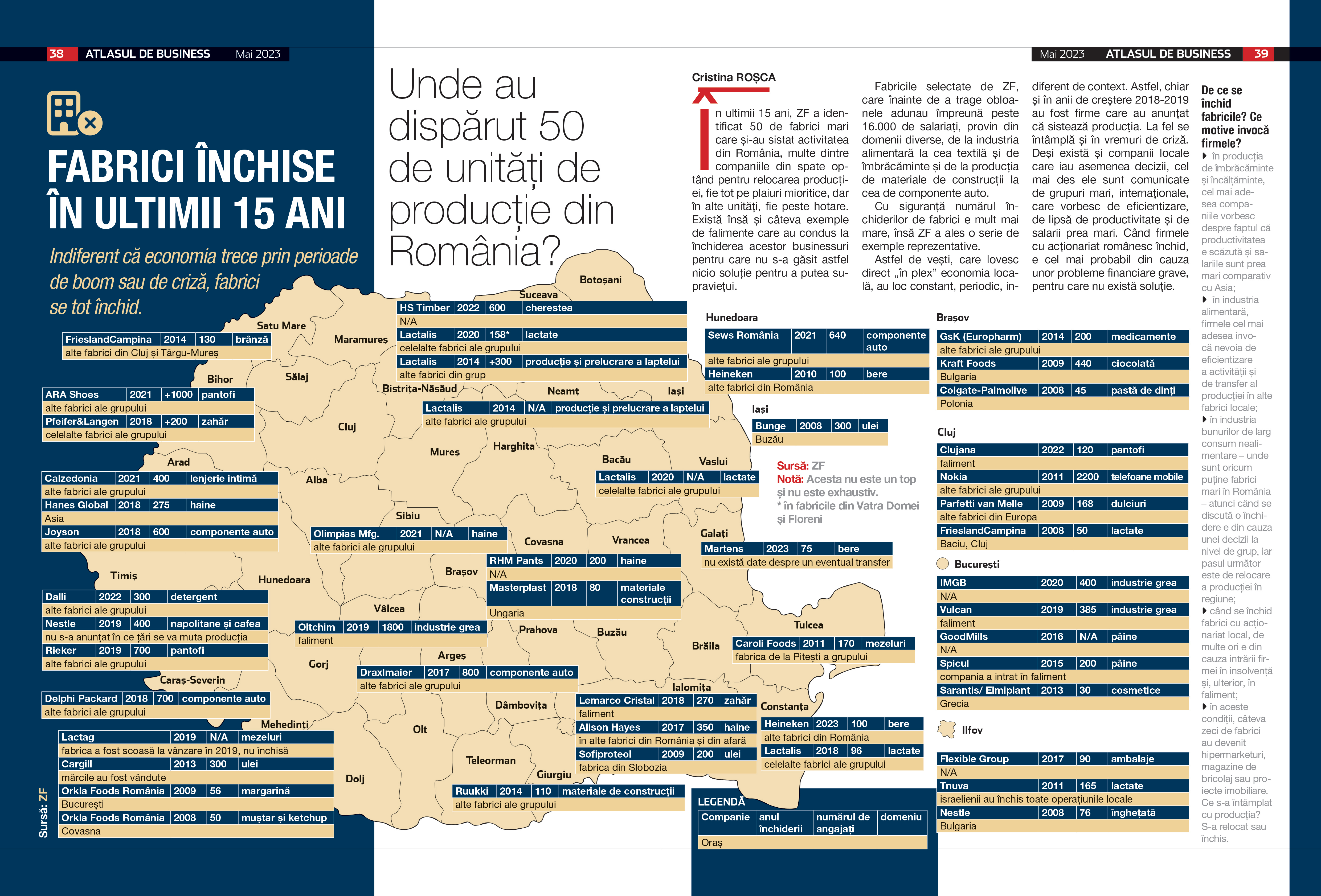 Harta fabricilor închise în ultimii 15 ani: Unde au dispărut 50 de unități de producție din România?