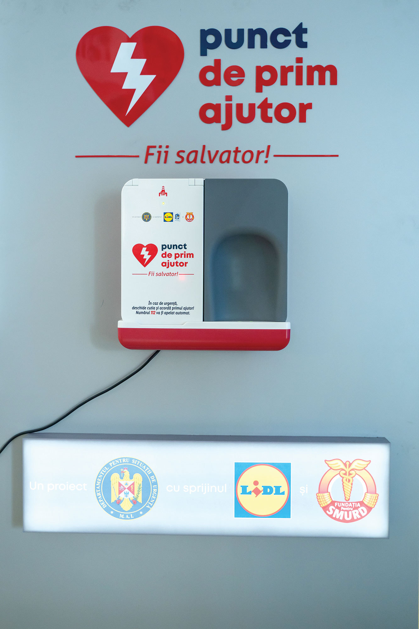 CSR 2023. Punct de prim ajutor. Fii Salvator! Un proiect național dezvoltat de Departamentul pentru Situații de Urgență (DSU), cu sprijinul Lidl România și al Fundației pentru SMURD