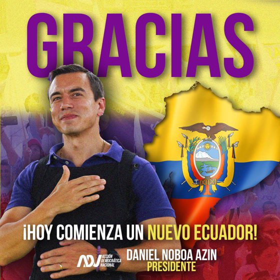 Daniel Noboa, un om de afaceri de 35 de ani, a fost ales președinte al Ecuadorului