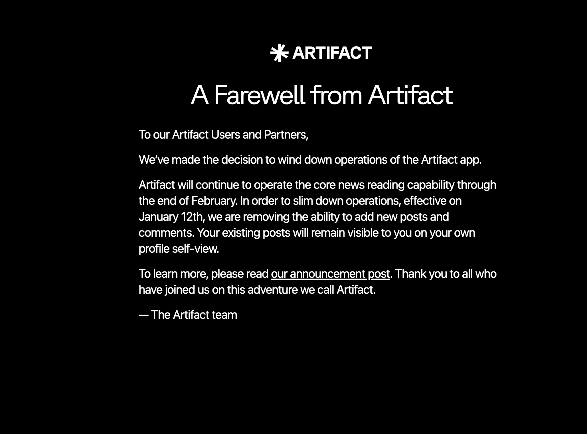Fondatorii Instagram închid aplicația de știri Artifact, lansată în urmă cu un an. „Oportunitatea nu este suficient de mare pentru a continua investițiile”