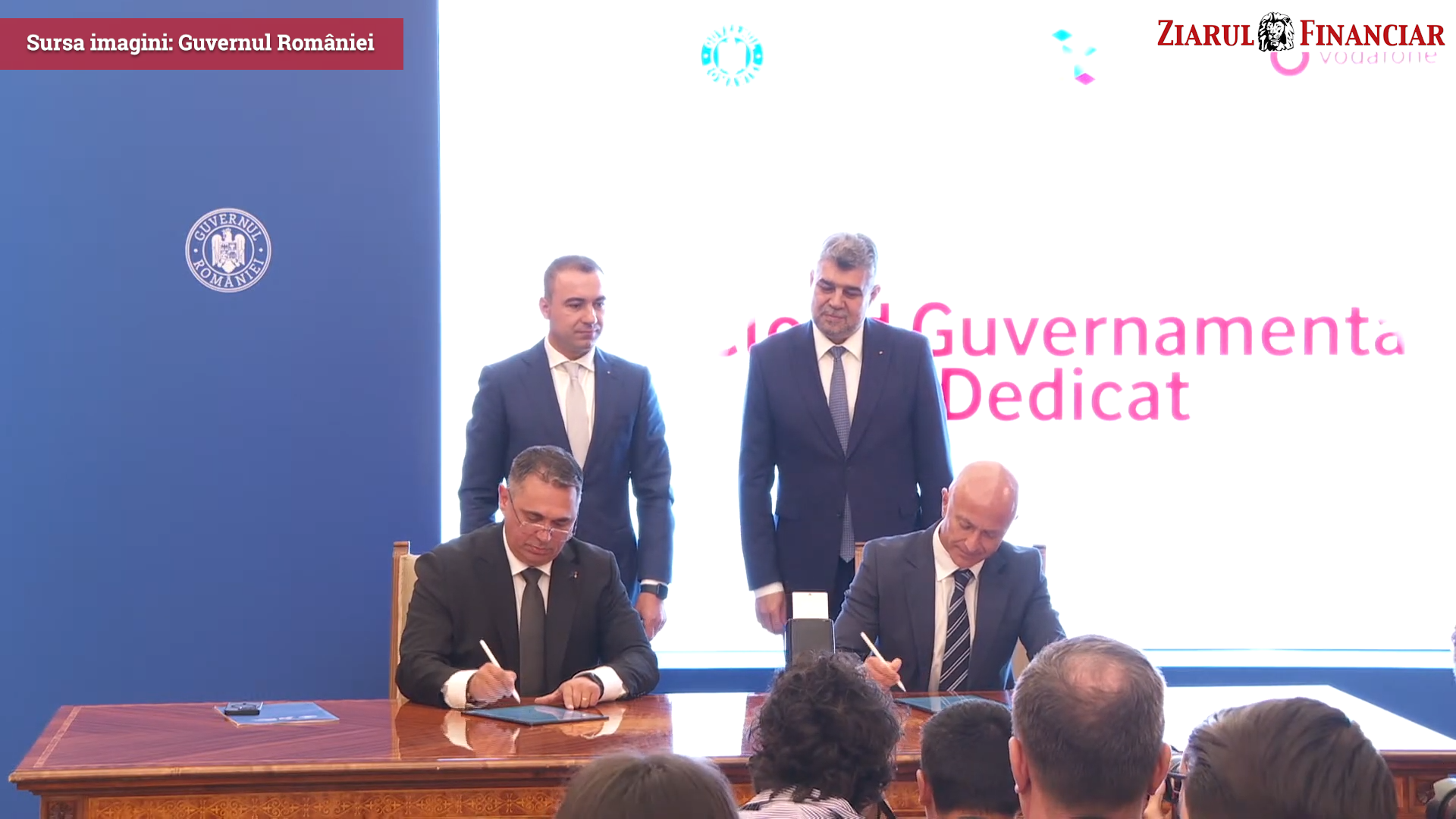 VIDEO. Semnare la Guvern pentru o componentă de 100 mil. euro a cloudului guvernamental, contract câștigat de Vodafone. Premierul Marcel Ciolacu: toate instituțiile vor vorbi aceeași limbă și vor funcționa în același sistem informatic, în 2025 vom putea interacționa digital cu instituțiile publice